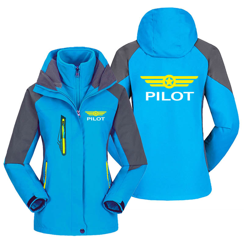 Pilot & Badge Designed Thick "WOMEN" Skiing Jackets