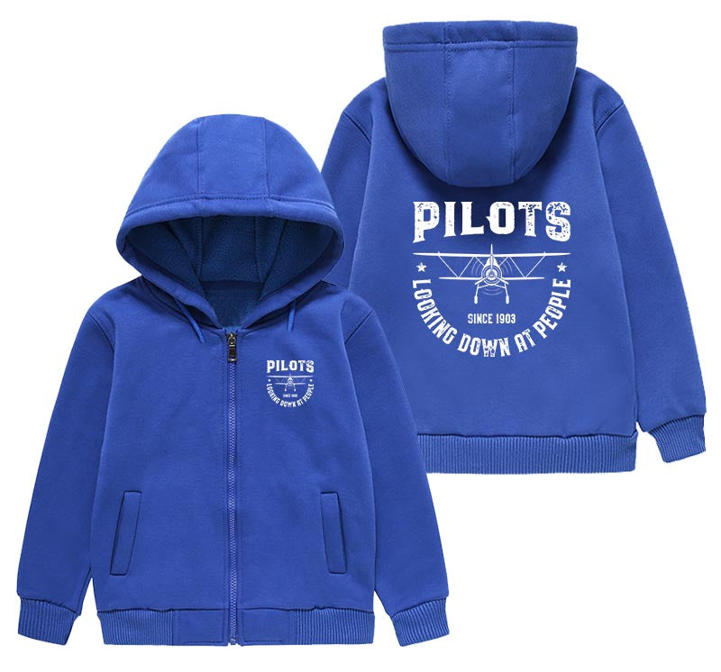 Pilots Looking Down at People Since 1903 Designed "CHILDREN" Zipped Hoodies