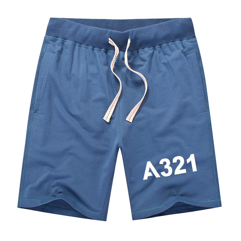 A321 Flat Text Designed Cotton Shorts