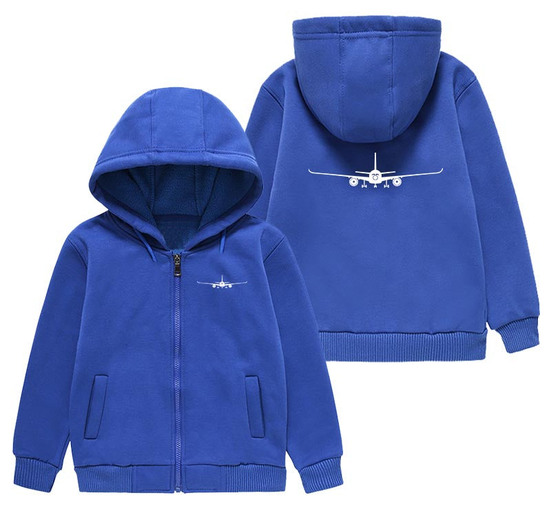 Airbus A350 Silhouette Designed "CHILDREN" Zipped Hoodies