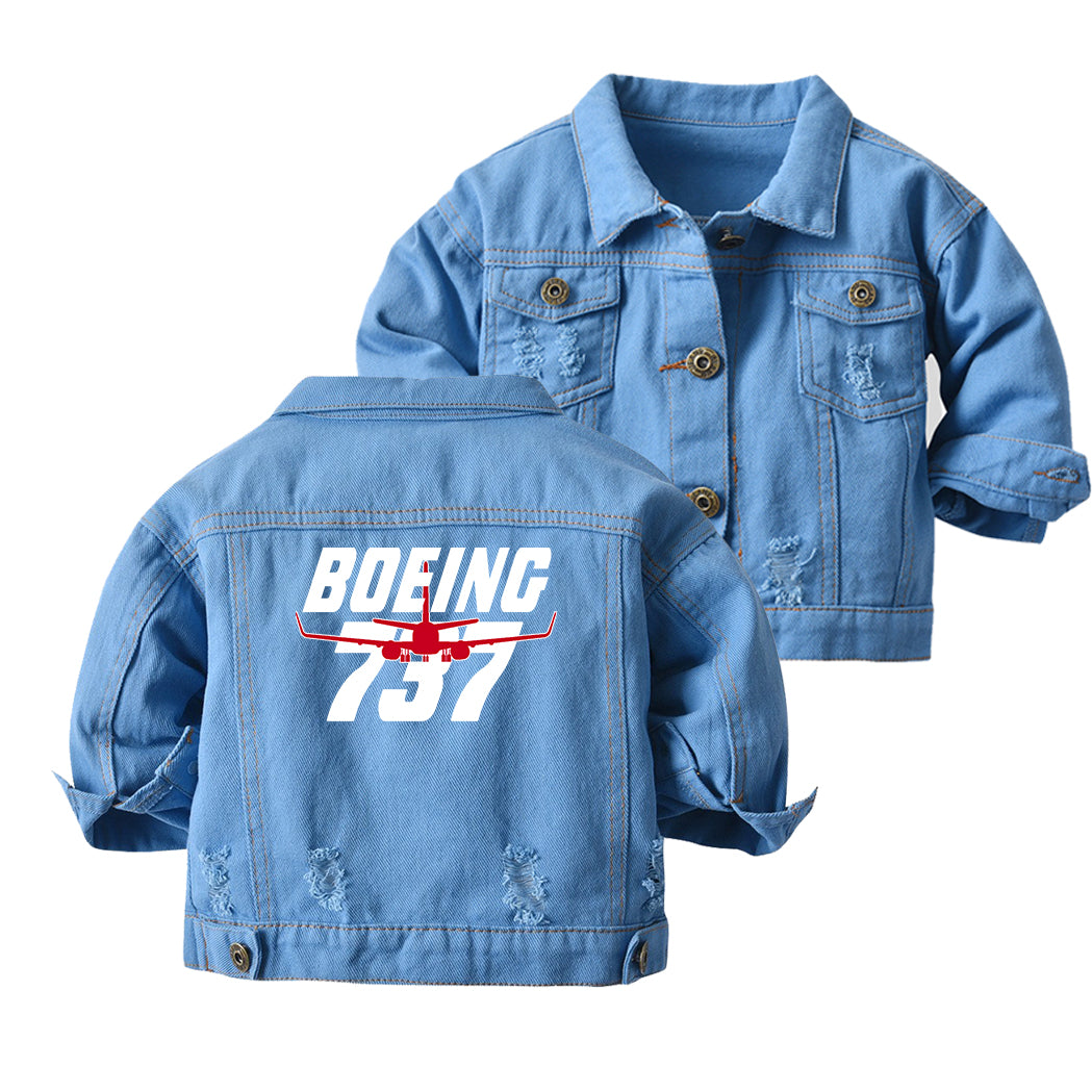 Amazing Boeing 737 Designed Children Denim Jackets