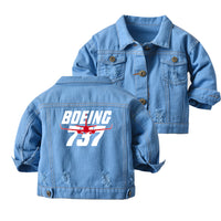 Thumbnail for Amazing Boeing 737 Designed Children Denim Jackets