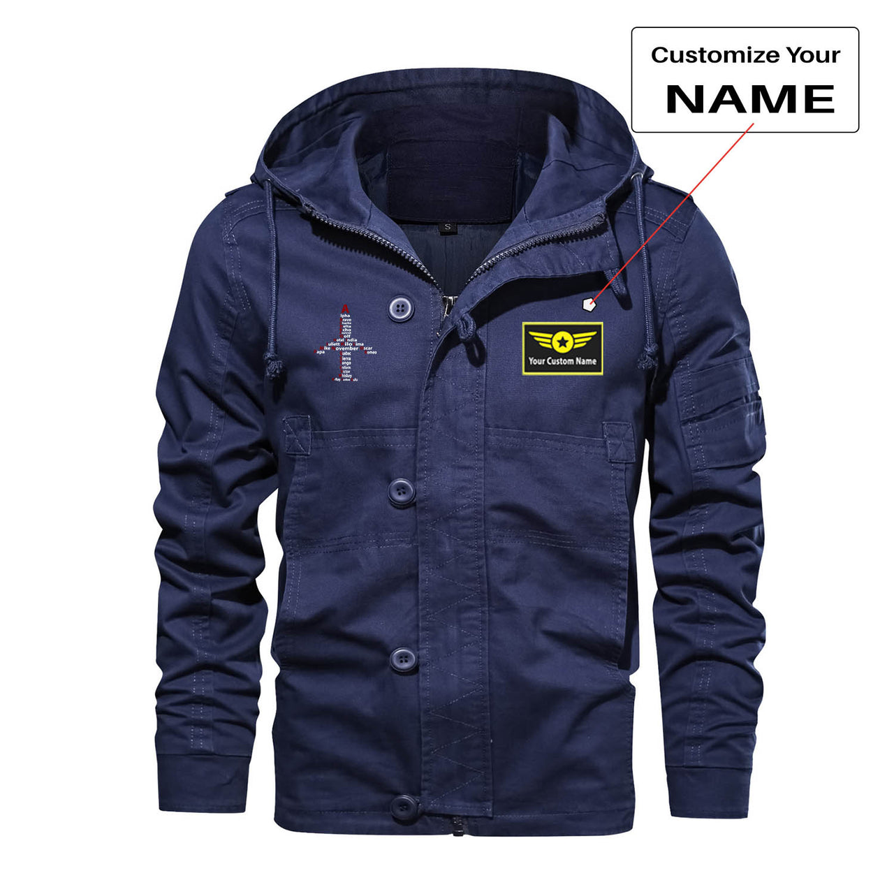 Airplane Shape Aviation Alphabet Designed Cotton Jackets