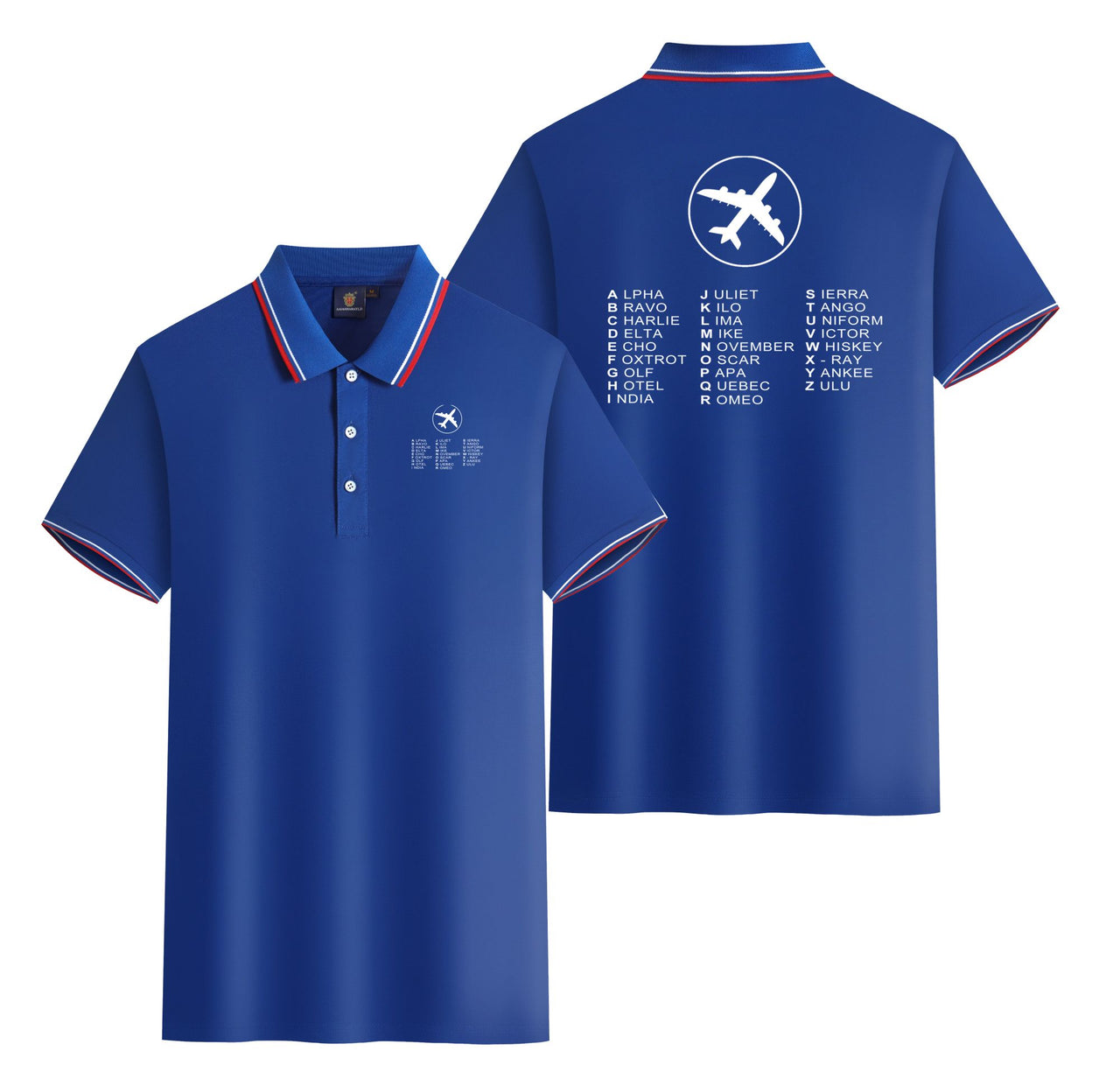 Aviation Alphabet 2 Designed Stylish Polo T-Shirts (Double-Side)