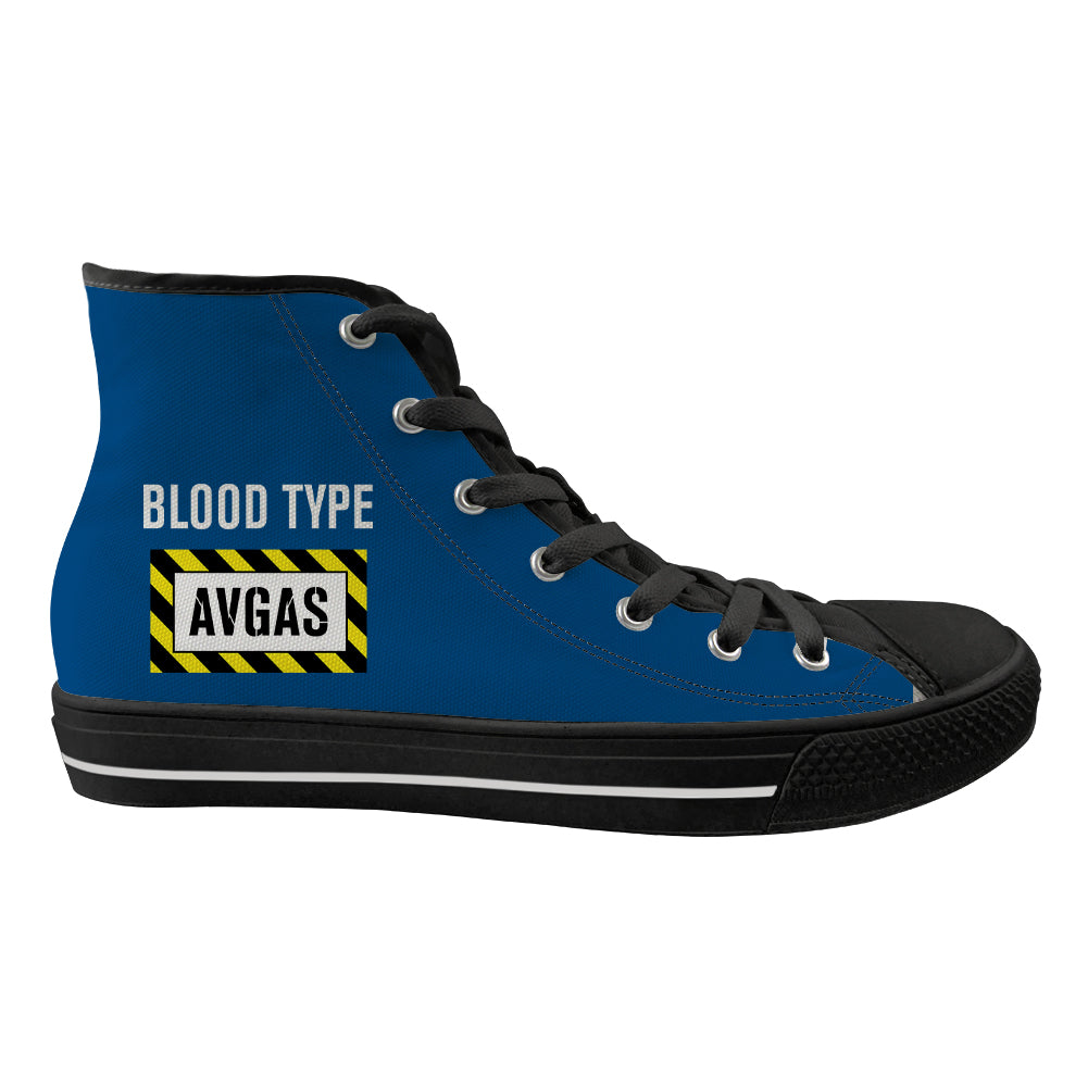 Blood Type AVGAS Designed Long Canvas Shoes (Men)