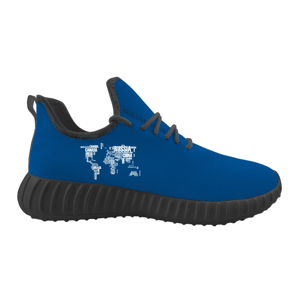 World Map (Text) Designed Sport Sneakers & Shoes (MEN)