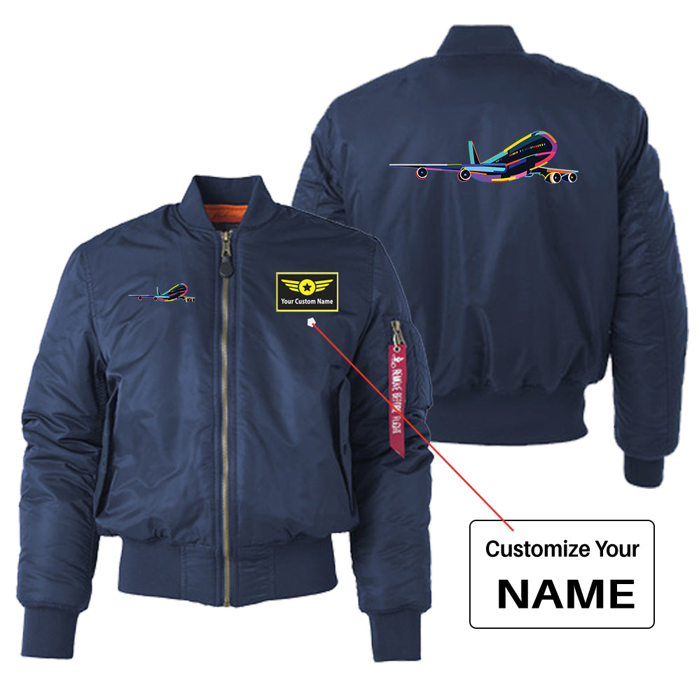 Multicolor Airplane Designed "Women" Bomber Jackets