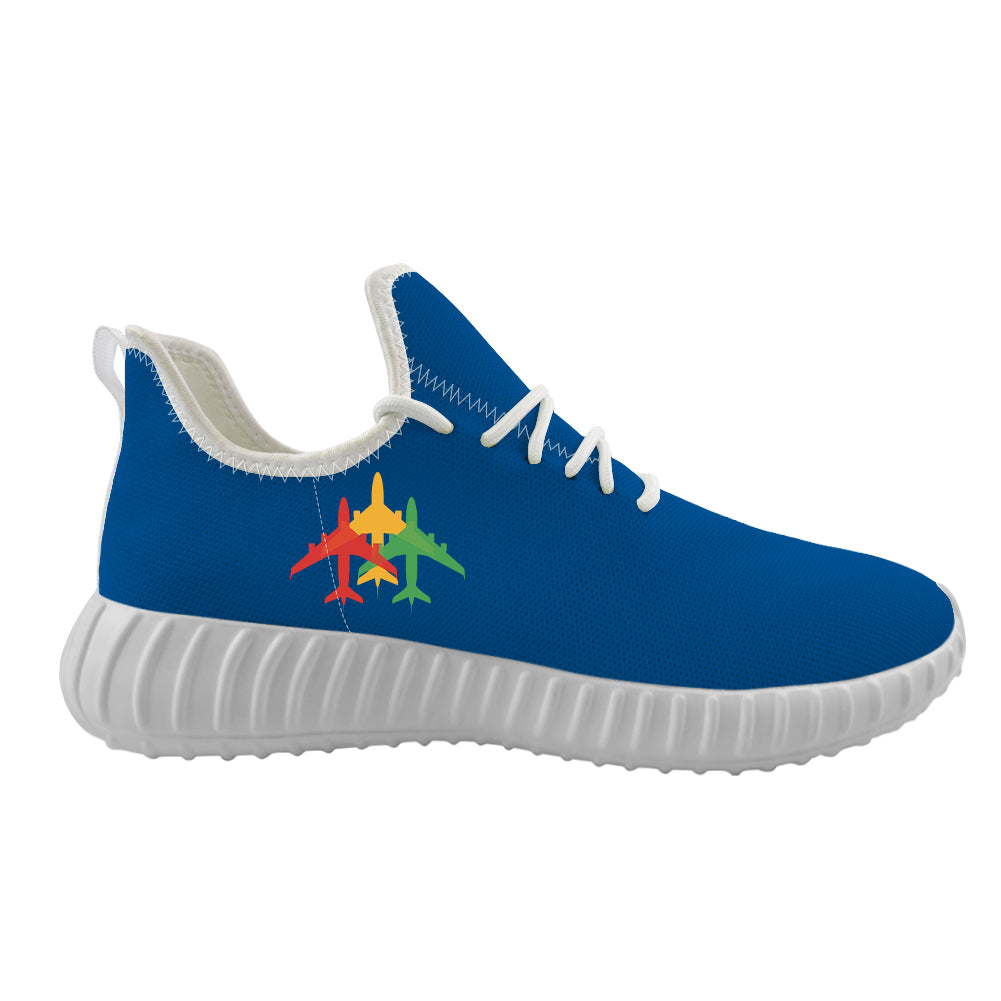 Colourful 3 Airplanes Designed Sport Sneakers & Shoes (MEN)