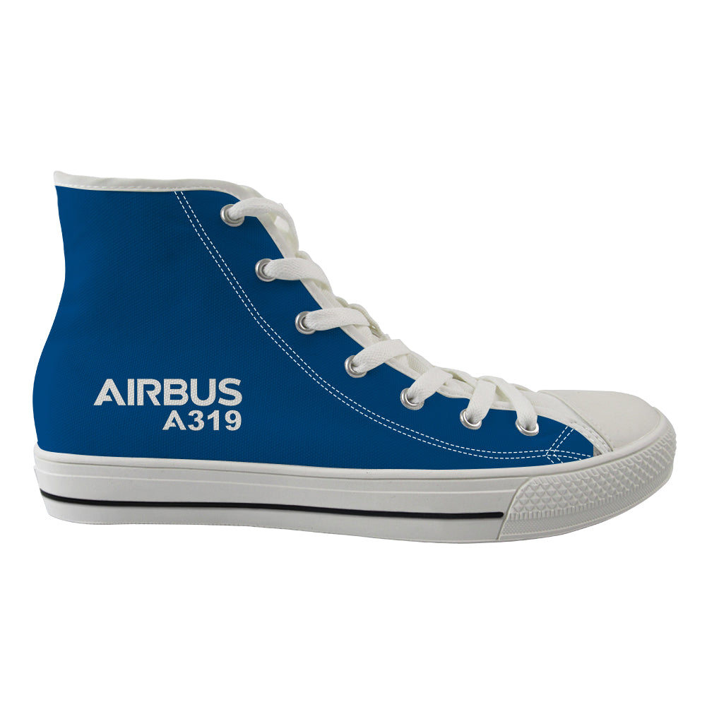 Airbus A319 & Text Designed Long Canvas Shoes (Men)