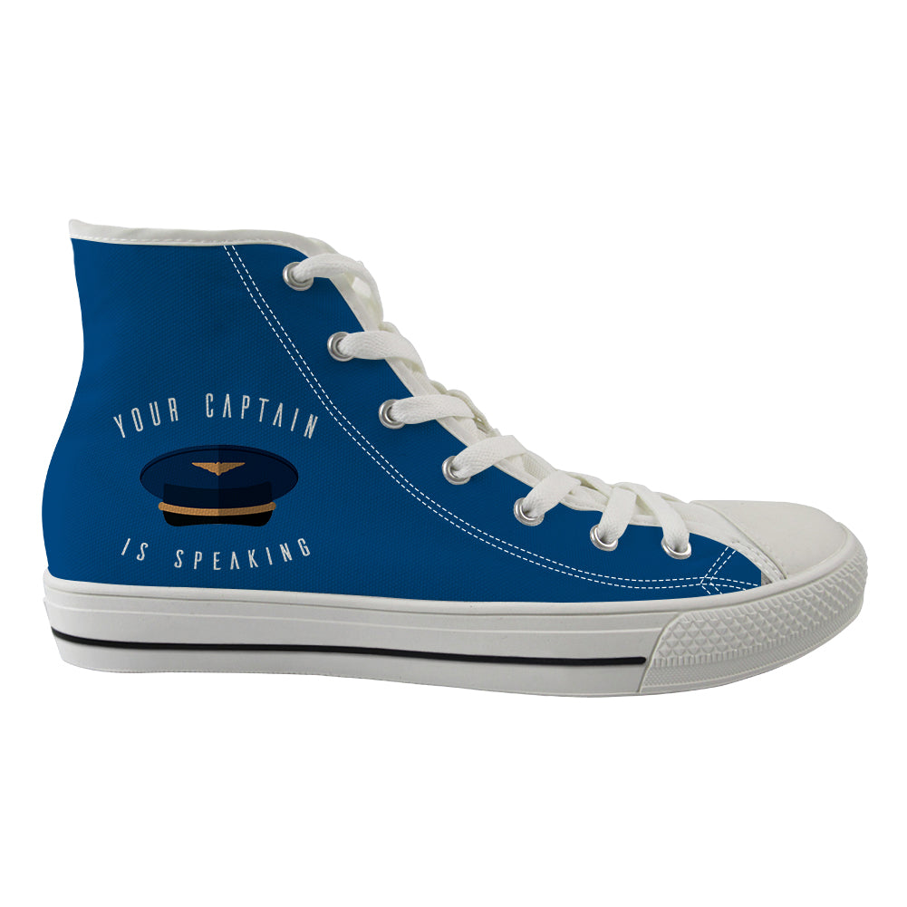 Your Captain Is Speaking Designed Long Canvas Shoes (Men)