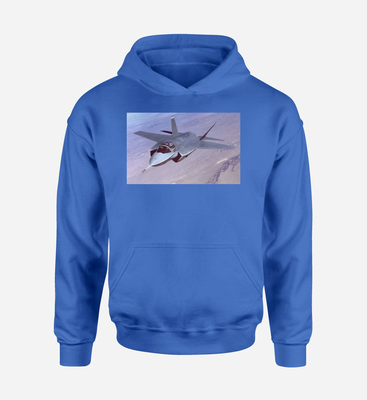 Fighting Falcon F35 Captured in the Air Designed Hoodies