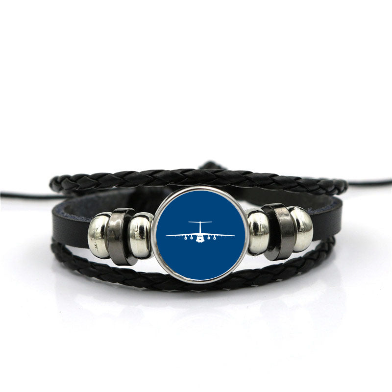 Ilyushin IL-76 Silhouette Designed Leather Bracelets