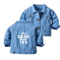 Thumbnail for Sukhoi Superjet 100 & Plane Designed Children Denim Jackets