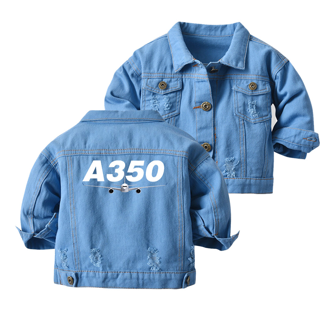 Super Airbus A350 Designed Children Denim Jackets