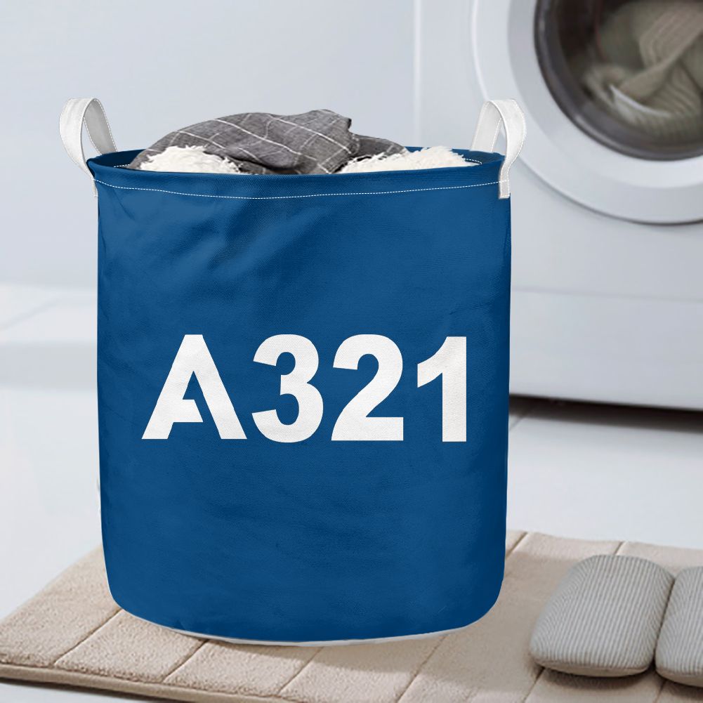 A321 Flat Text Designed Laundry Baskets