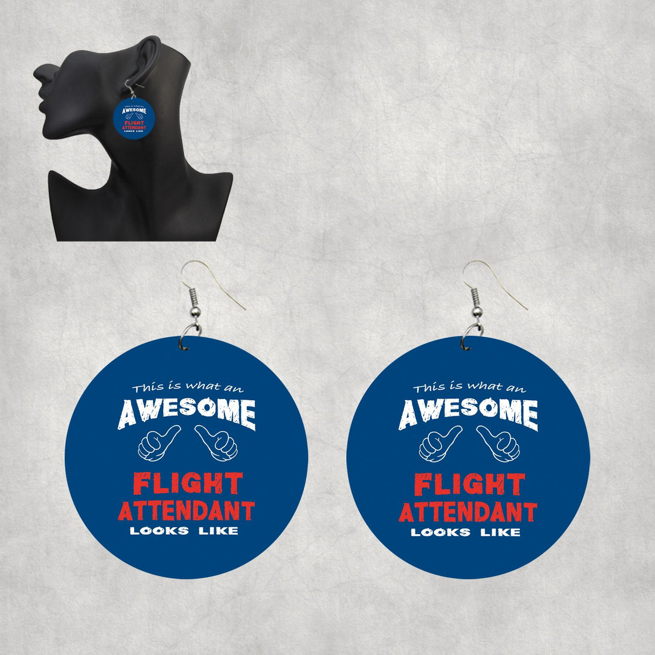 Flight Attendant Designed Wooden Drop Earrings