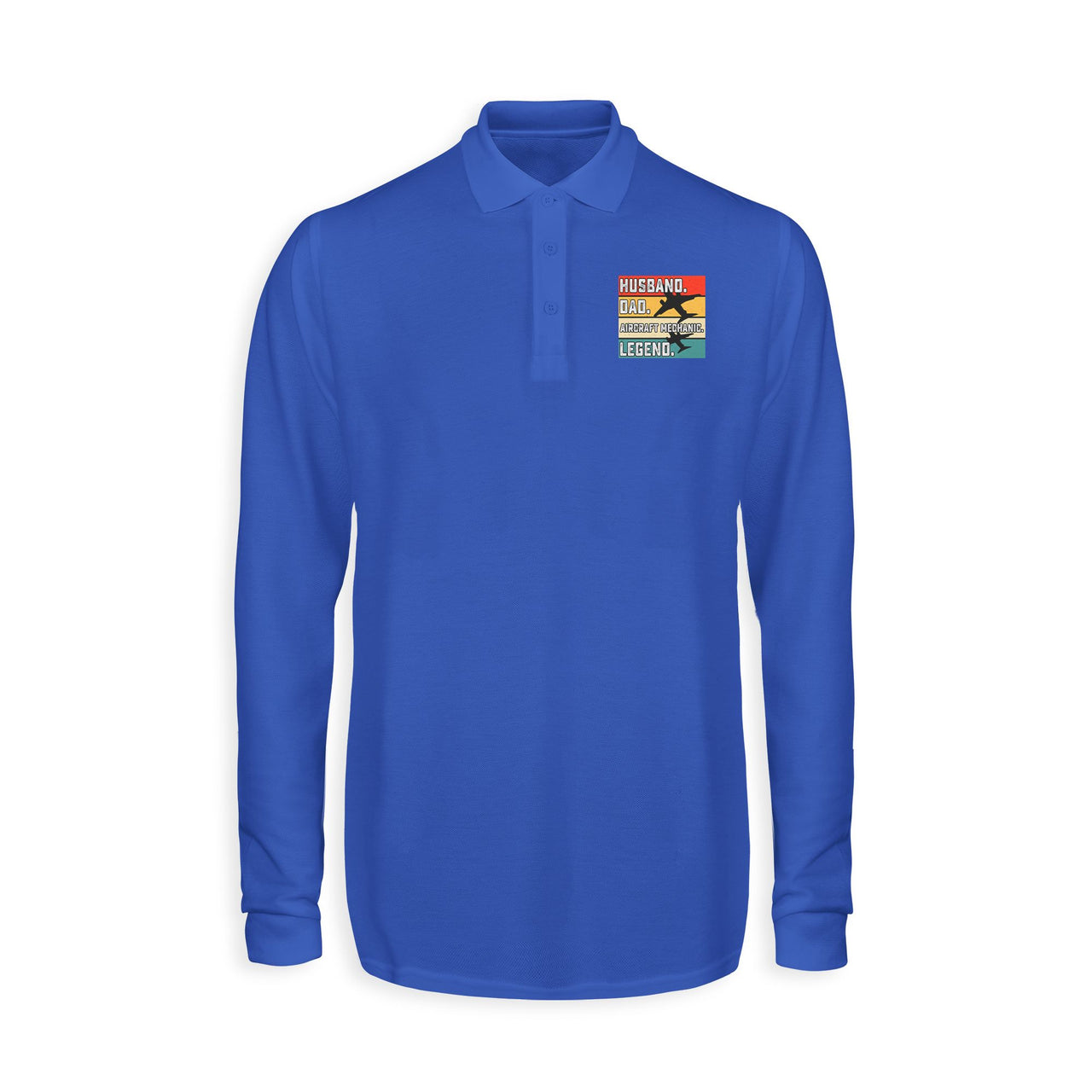 Husband & Dad & Aircraft Mechanic & Legend Designed Long Sleeve Polo T-Shirts