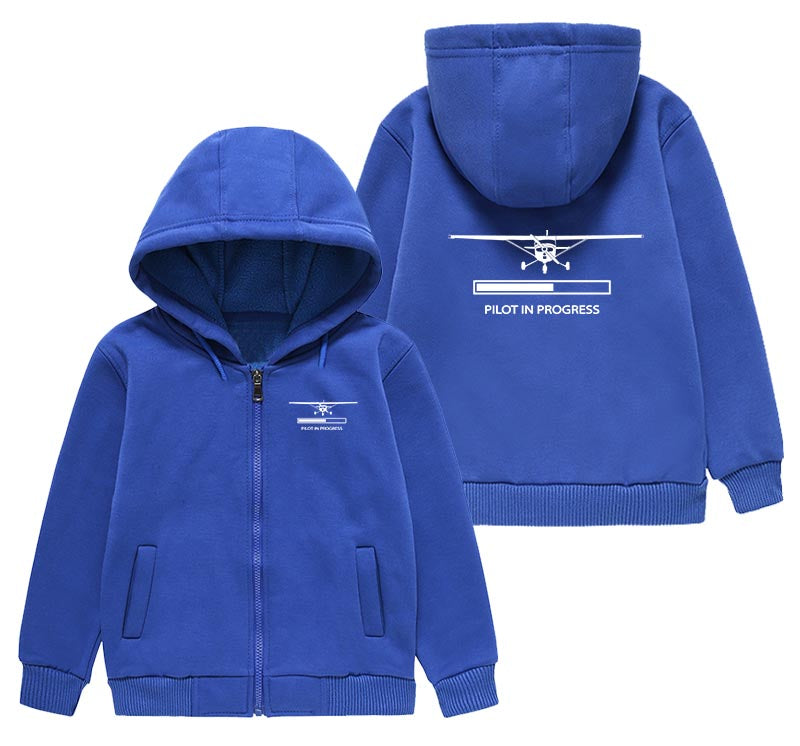 Pilot In Progress (Cessna) Designed "CHILDREN" Zipped Hoodies