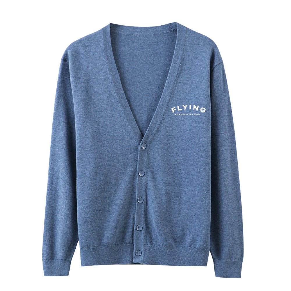 Flying All Around The World Designed Cardigan Sweaters