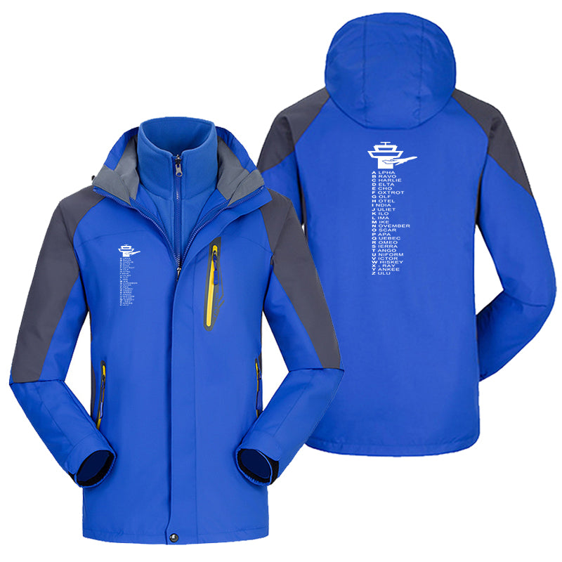 Aviation Alphabet Designed Thick Skiing Jackets