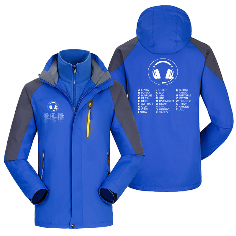 Aviation Alphabet 3 Designed Thick Skiing Jackets