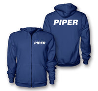 Thumbnail for Piper & Text Designed Zipped Hoodies