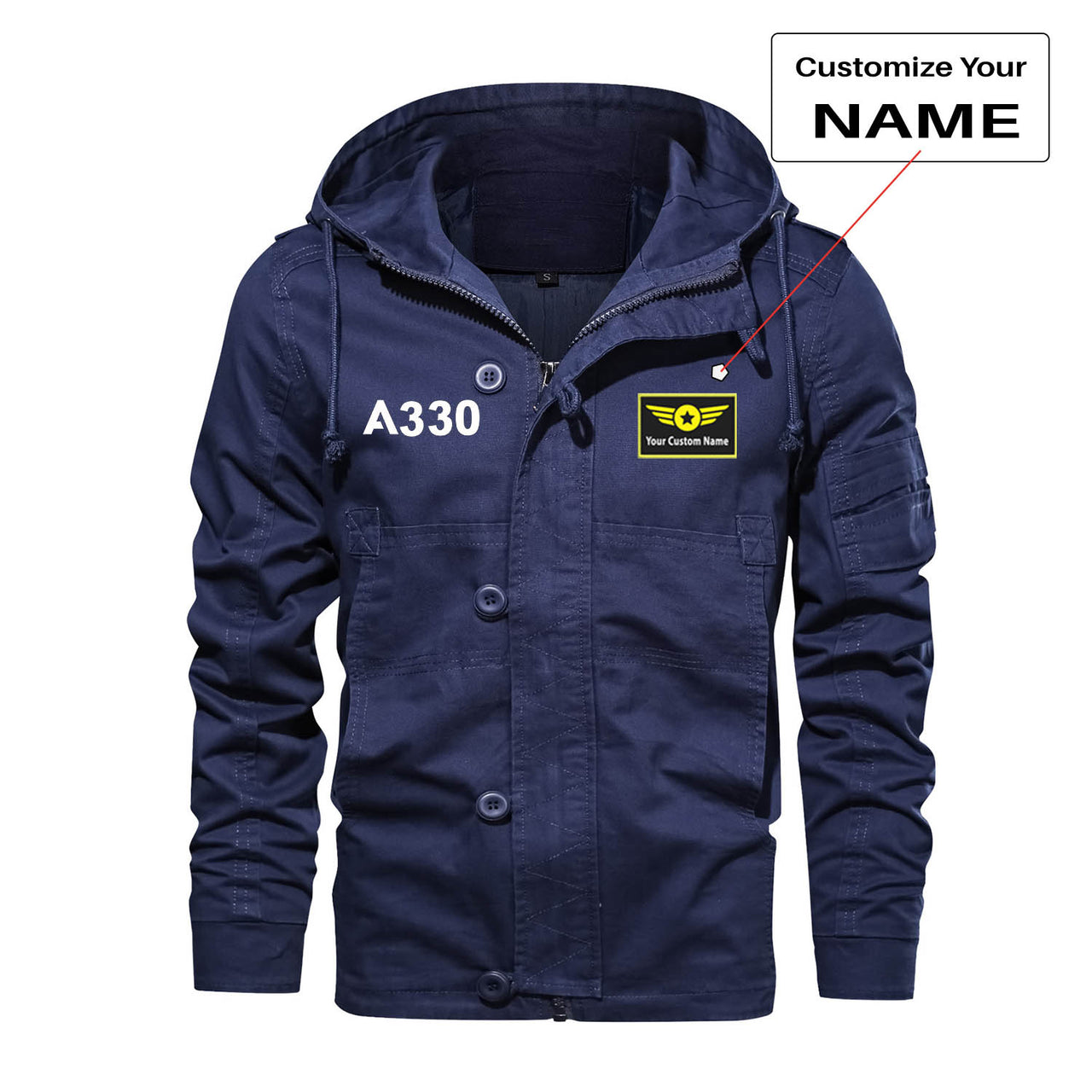 A330 Flat Text Designed Cotton Jackets