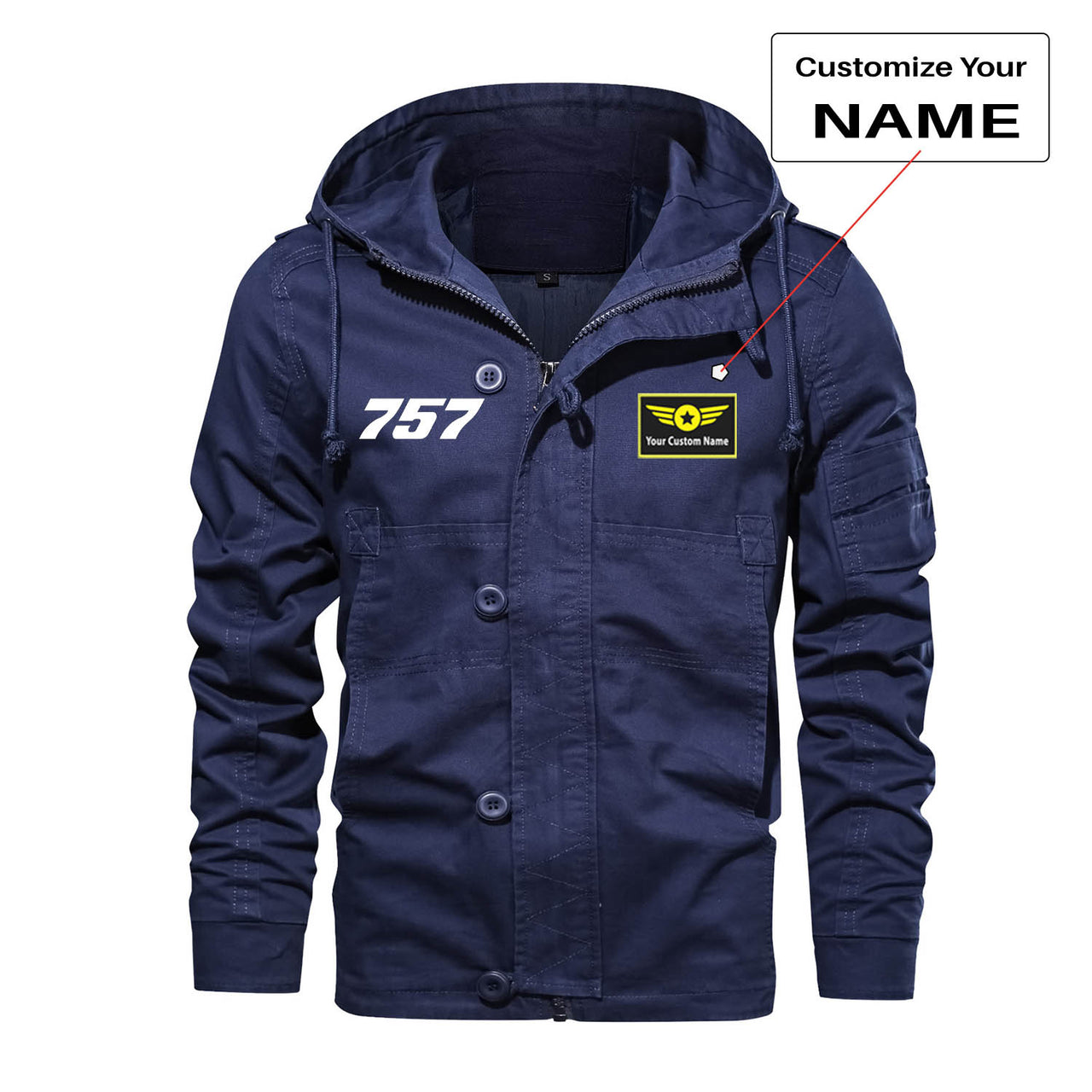 757 Flat Text Designed Cotton Jackets