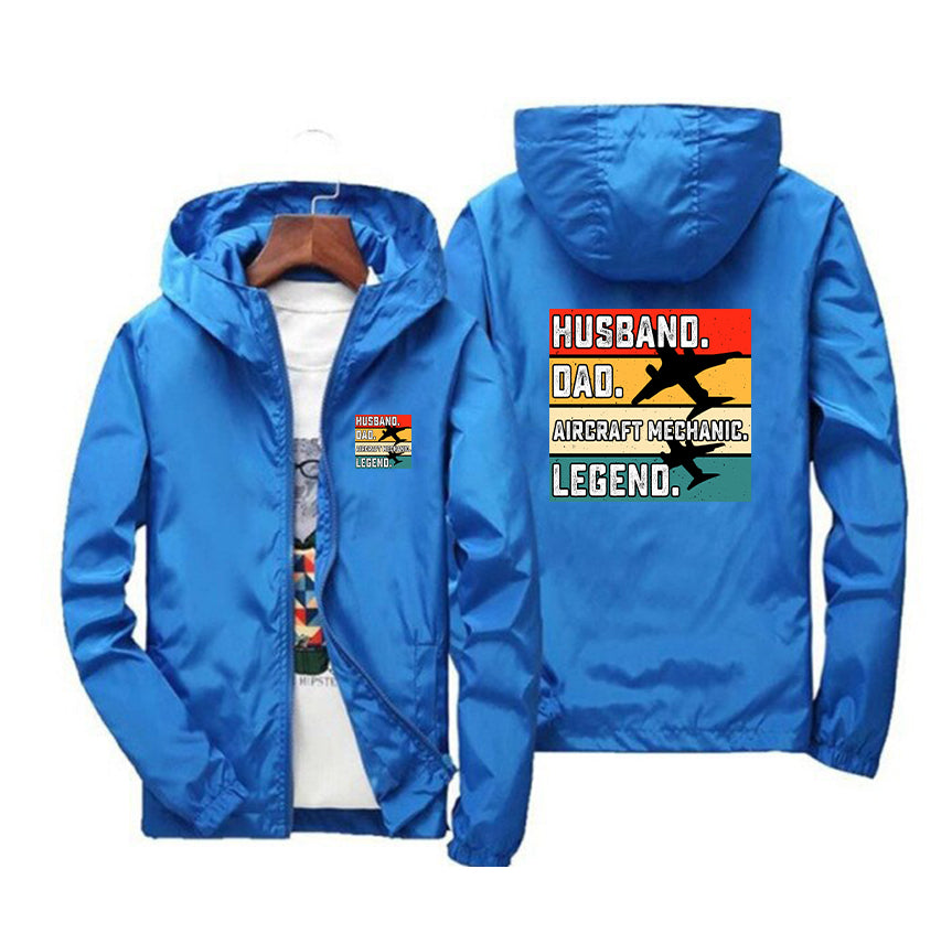 Husband & Dad & Aircraft Mechanic & Legend Designed Thin Windbreaker Jackets