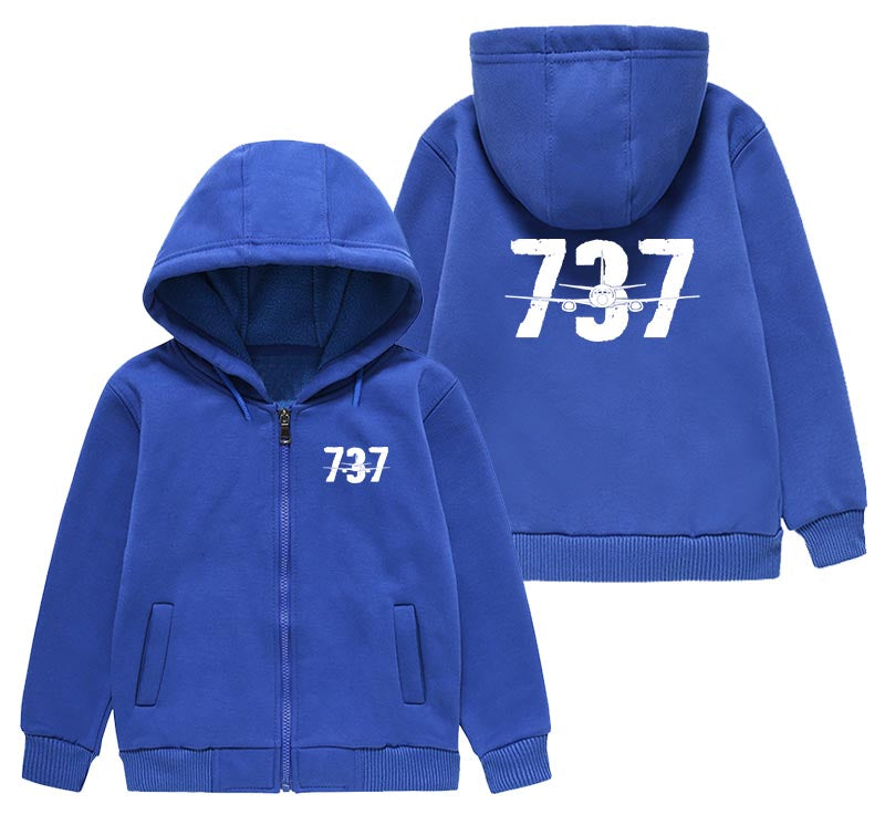 Boeing 737 Designed Designed "CHILDREN" Zipped Hoodies