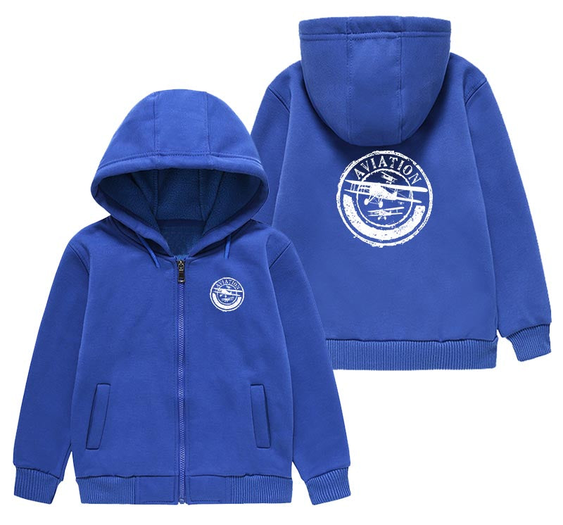 Aviation Lovers Designed "CHILDREN" Zipped Hoodies