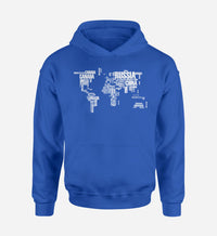 Thumbnail for World Map (Text) Designed Hoodies