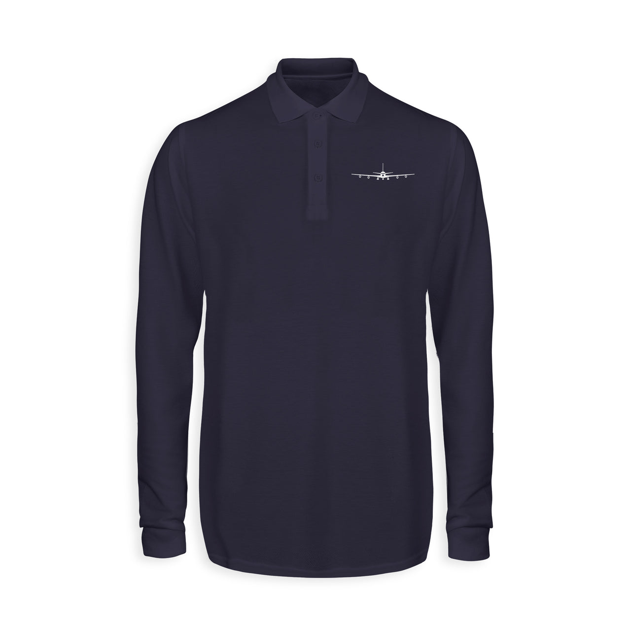 Boeing 707 Silhouette Designed Long Sleeve Polo T-Shirts