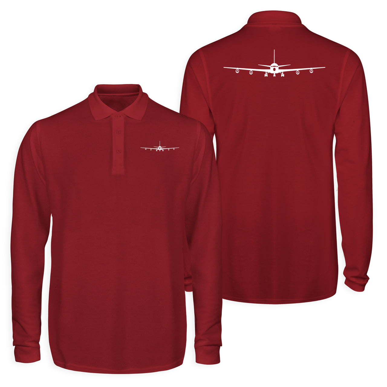 Boeing 707 Silhouette Designed Long Sleeve Polo T-Shirts (Double-Side)