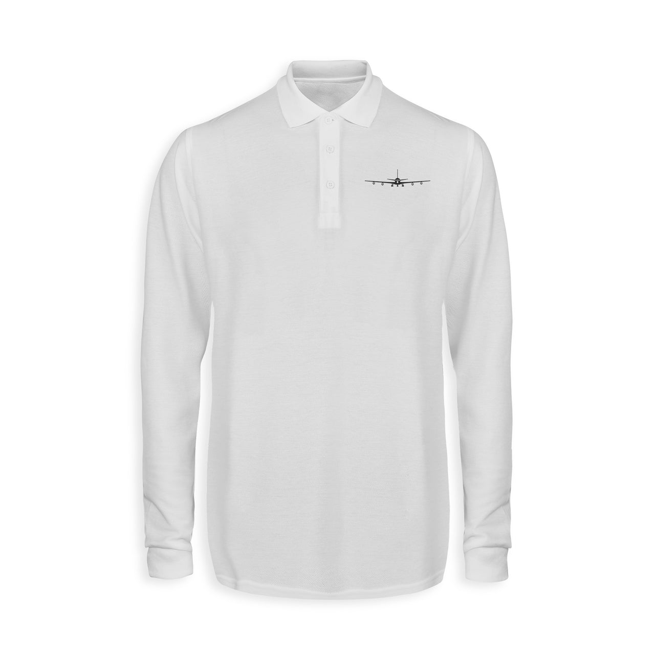 Boeing 707 Silhouette Designed Long Sleeve Polo T-Shirts