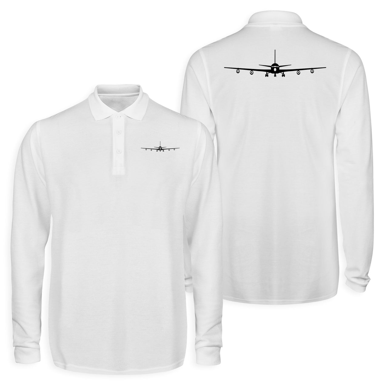 Boeing 707 Silhouette Designed Long Sleeve Polo T-Shirts (Double-Side)