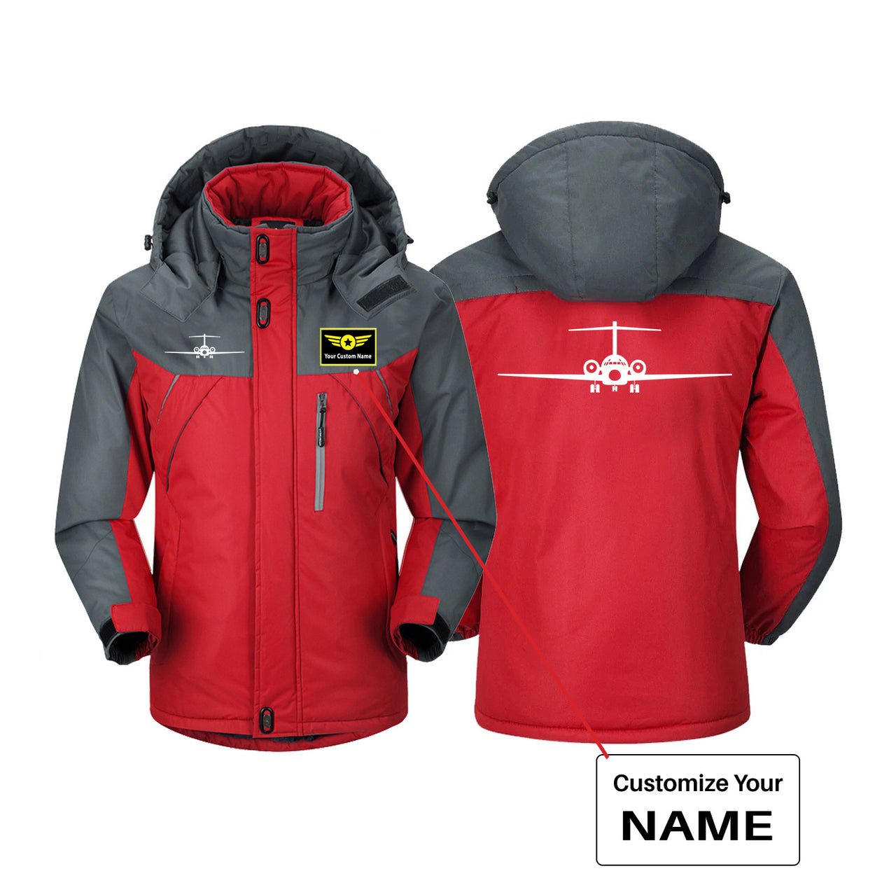 Boeing 717 Silhouette Designed Thick Winter Jackets