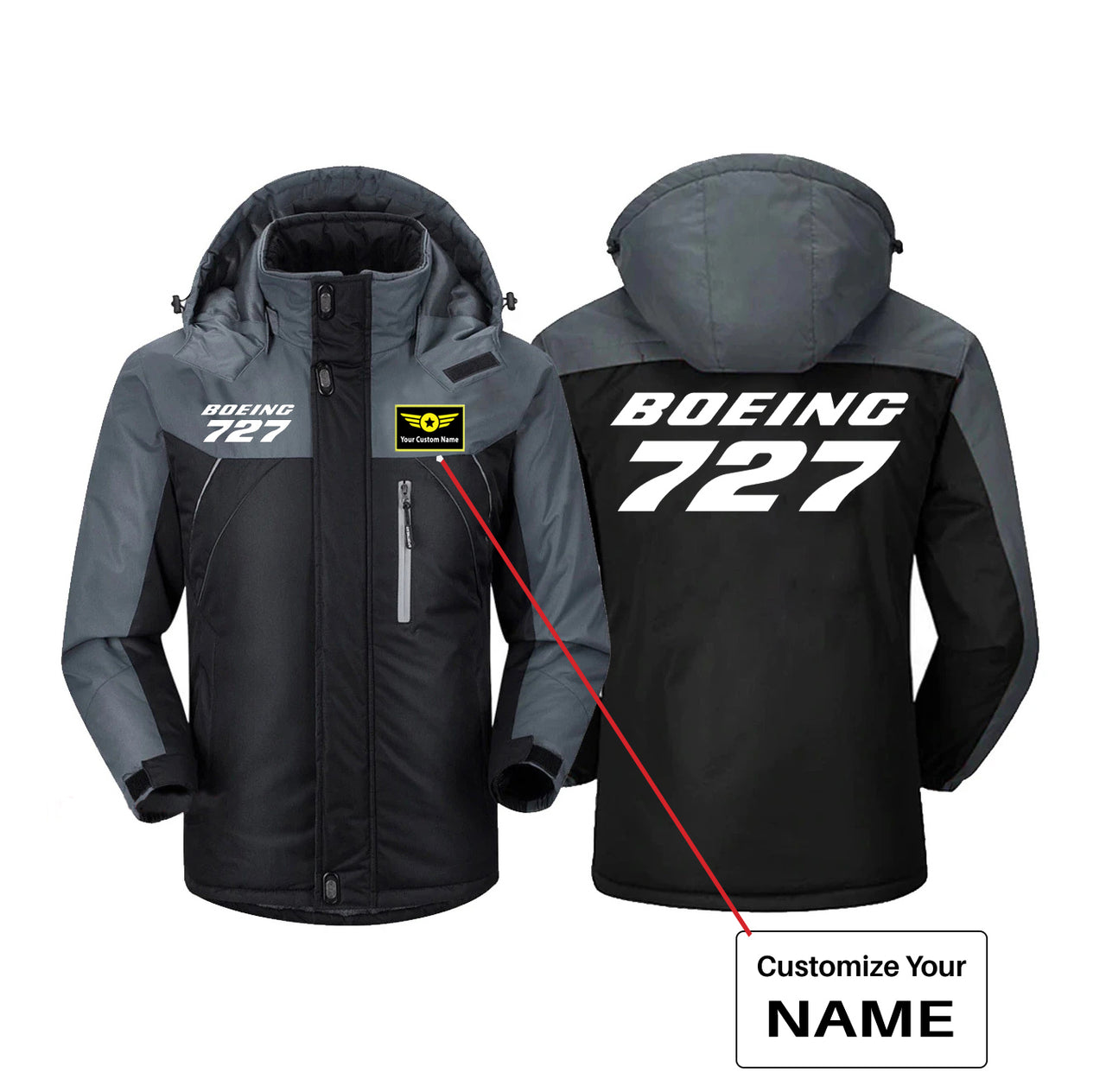 Boeing 727 & Text Designed Thick Winter Jackets