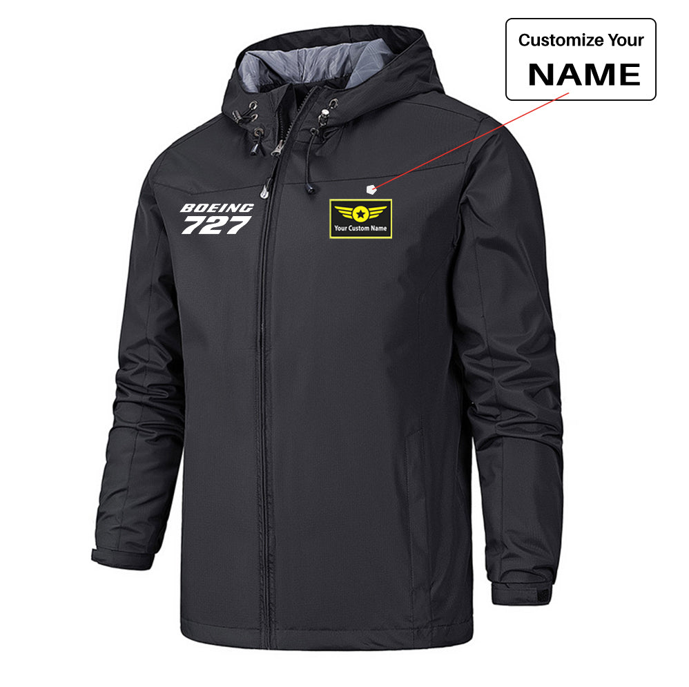 Boeing 727 & Text Designed Rain Jackets & Windbreakers