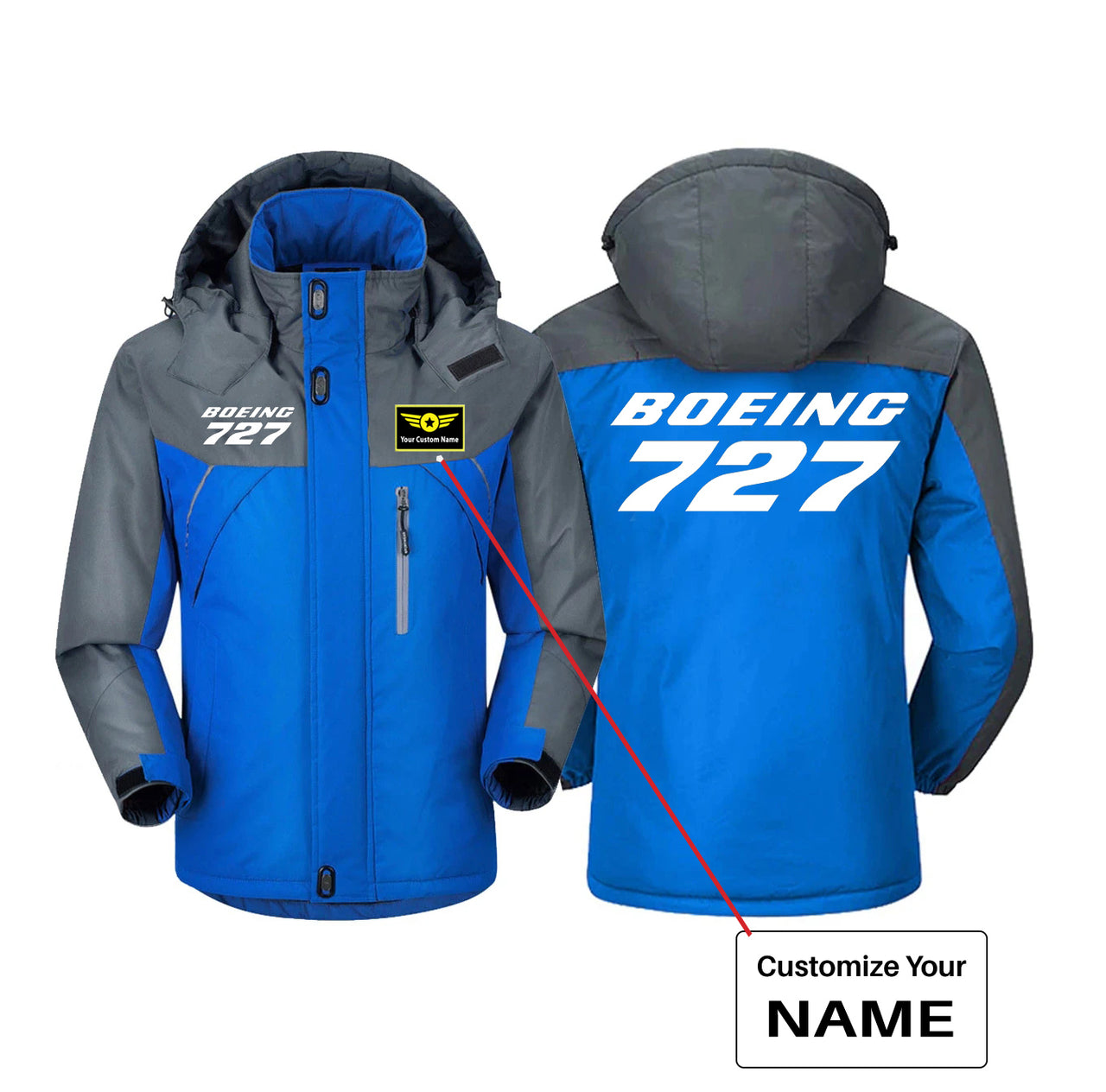 Boeing 727 & Text Designed Thick Winter Jackets