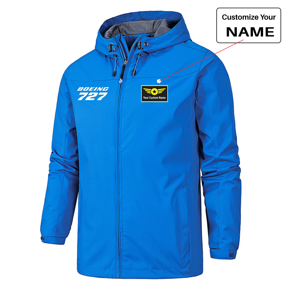 Boeing 727 & Text Designed Rain Jackets & Windbreakers