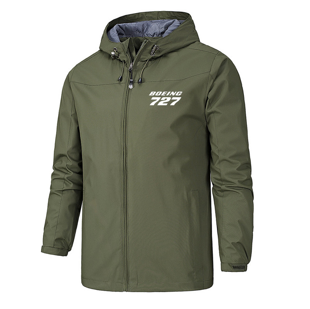 Boeing 727 & Text Designed Rain Jackets & Windbreakers