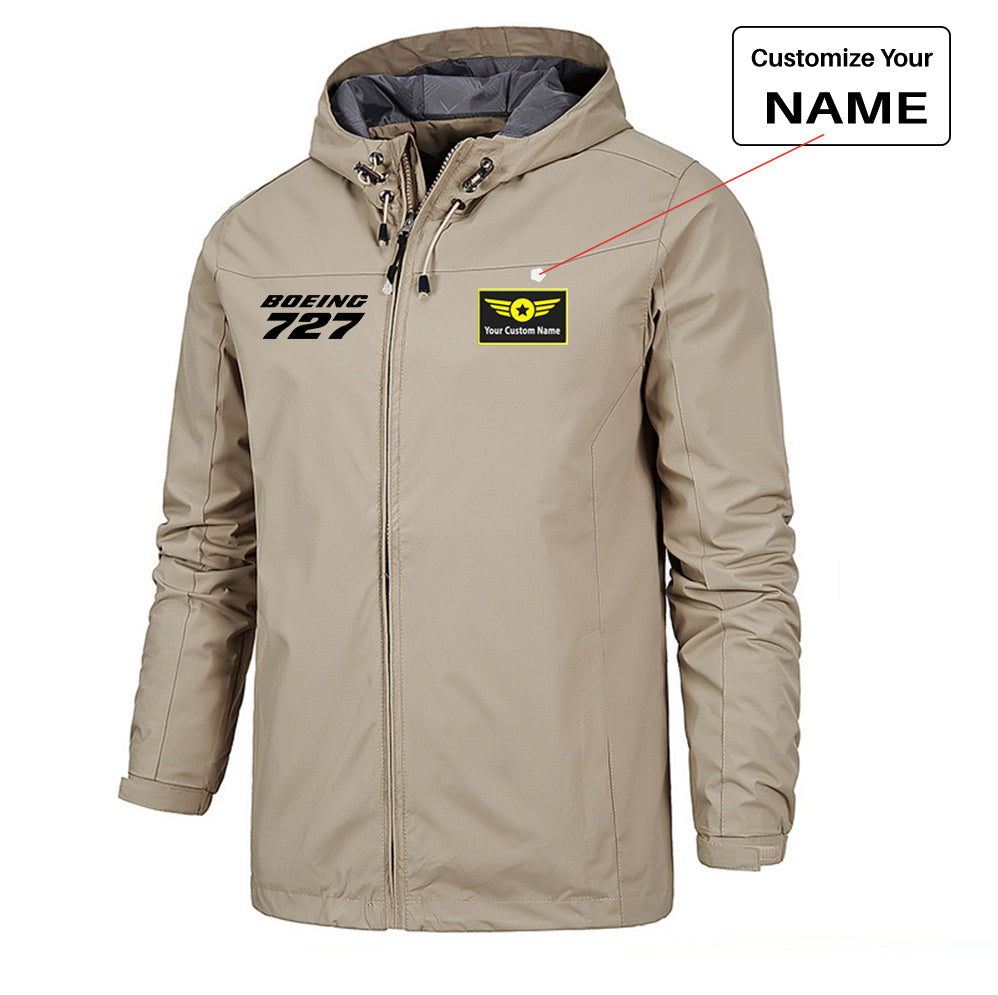 Boeing 727 & Text Designed Rain Jackets & Windbreakers