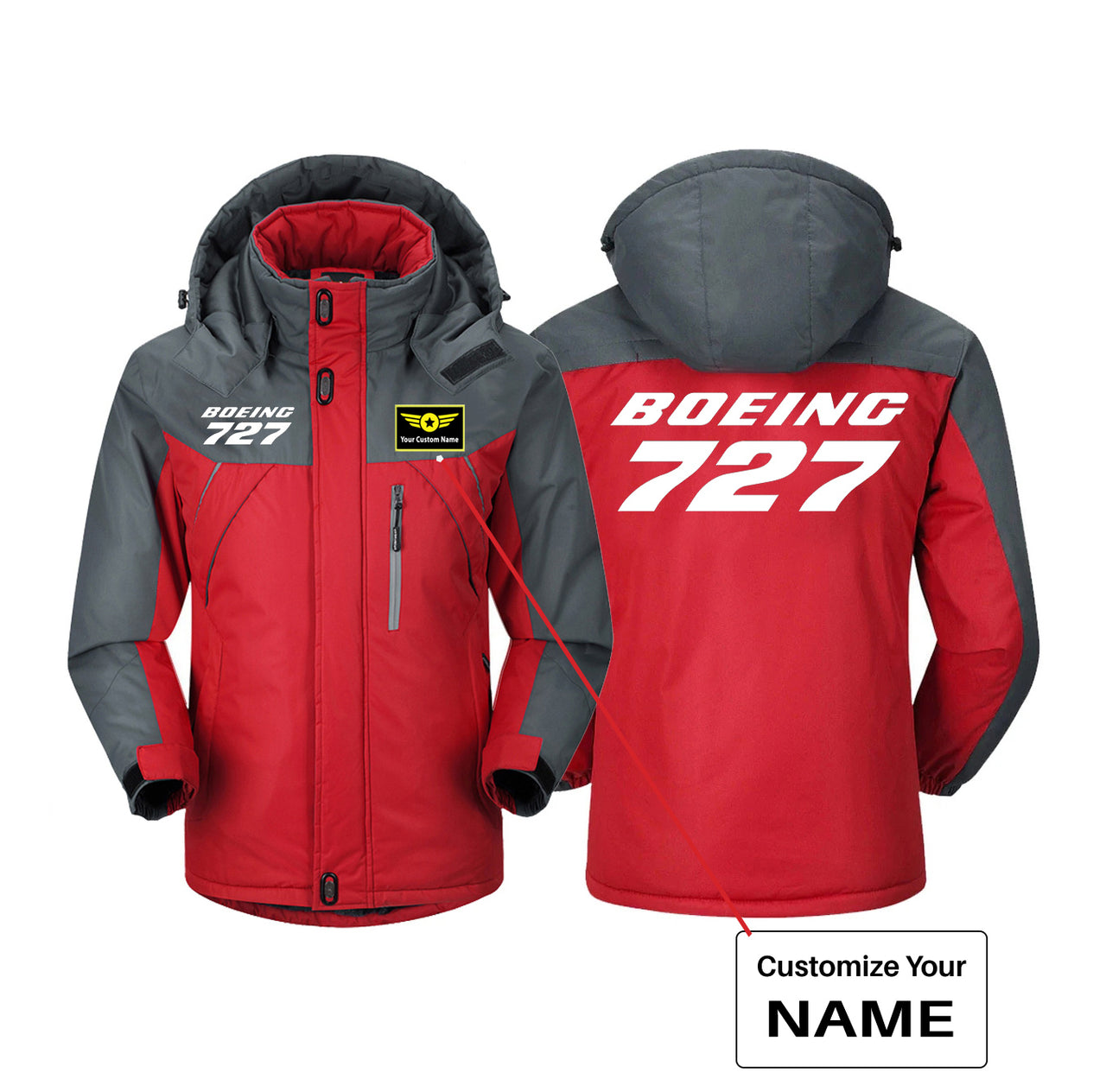 Boeing 727 & Text Designed Thick Winter Jackets