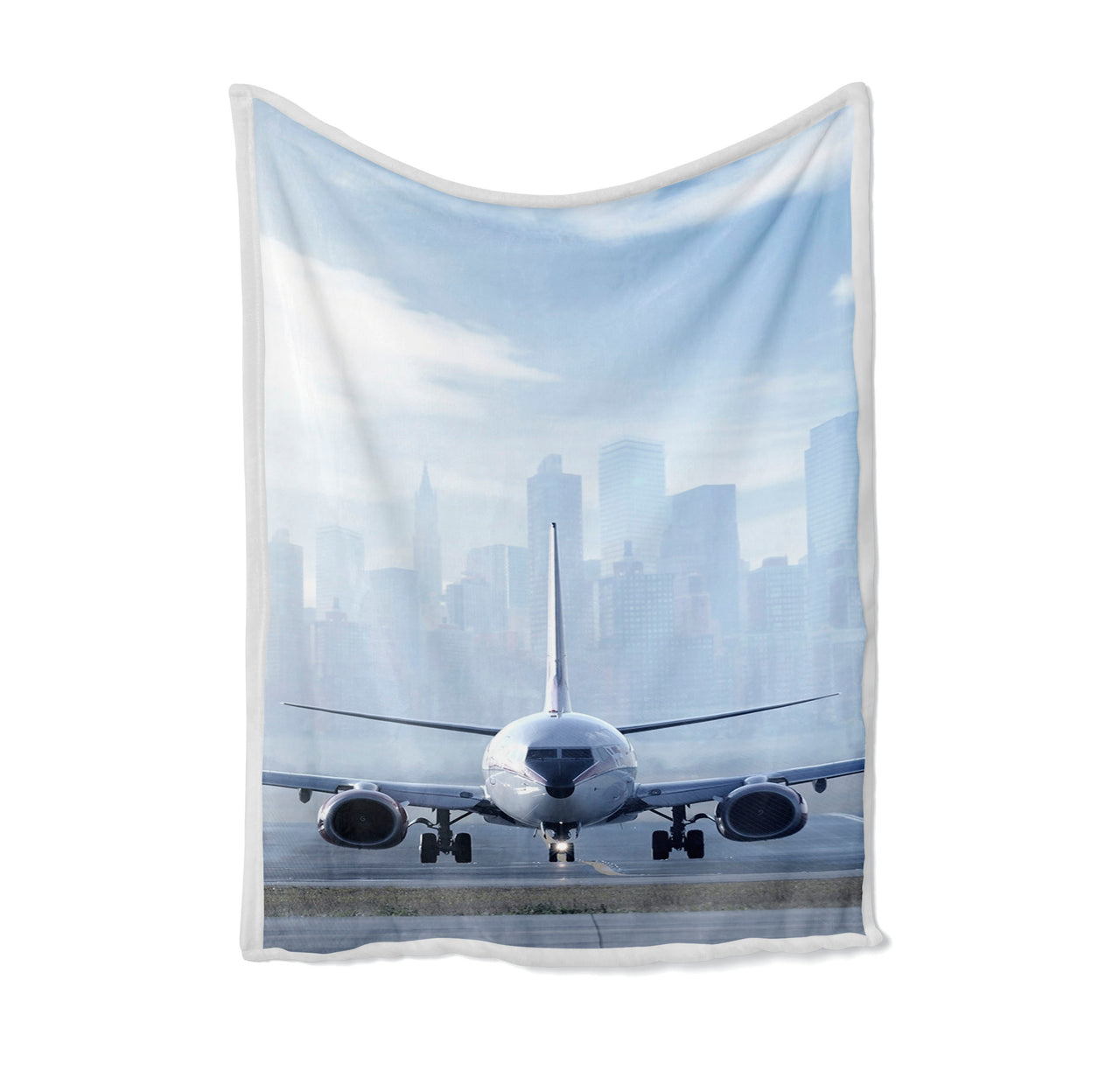 Boeing 737 & City View Behind Designed Bed Blankets & Covers