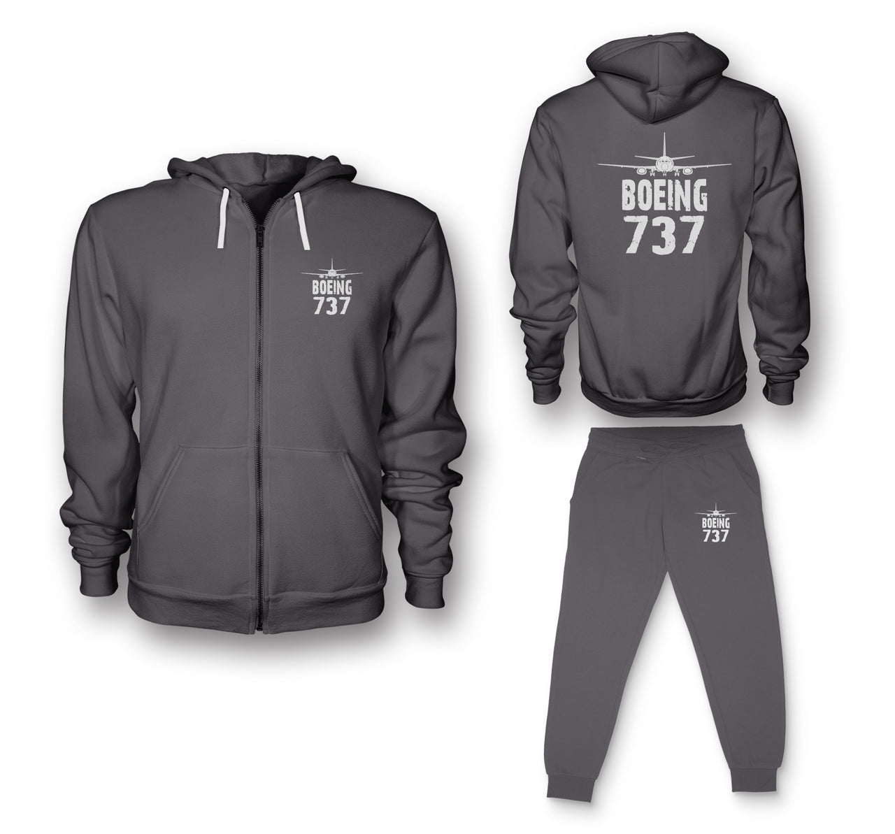 Boeing 737 & Plane Designed Zipped Hoodies & Sweatpants Set