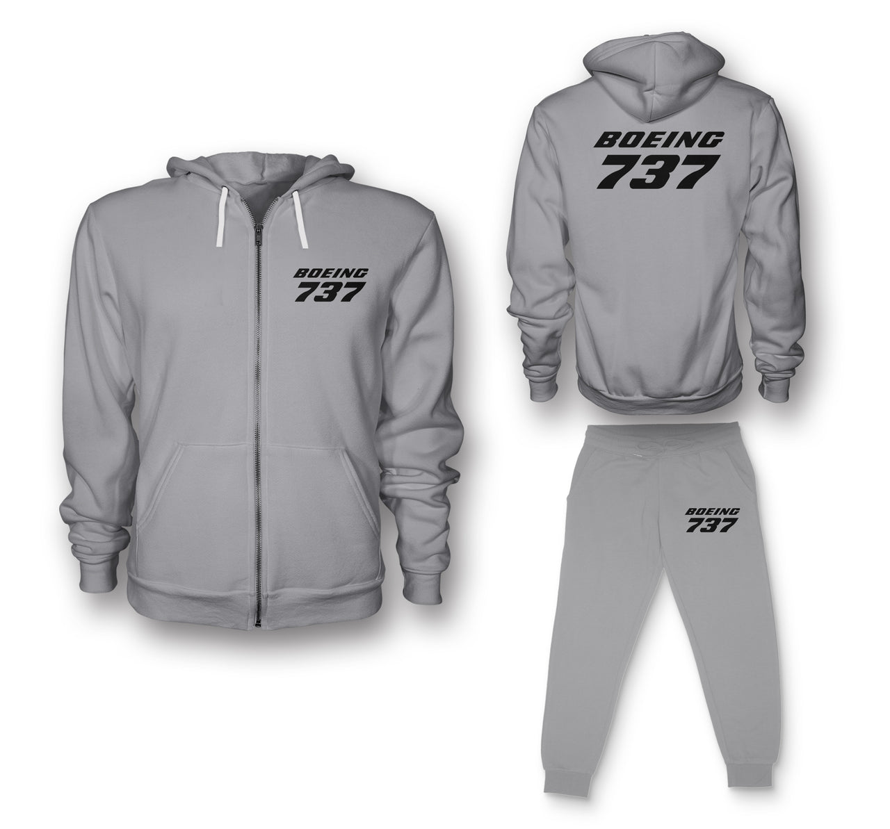 Boeing 737 & Text Designed Zipped Hoodies & Sweatpants Set