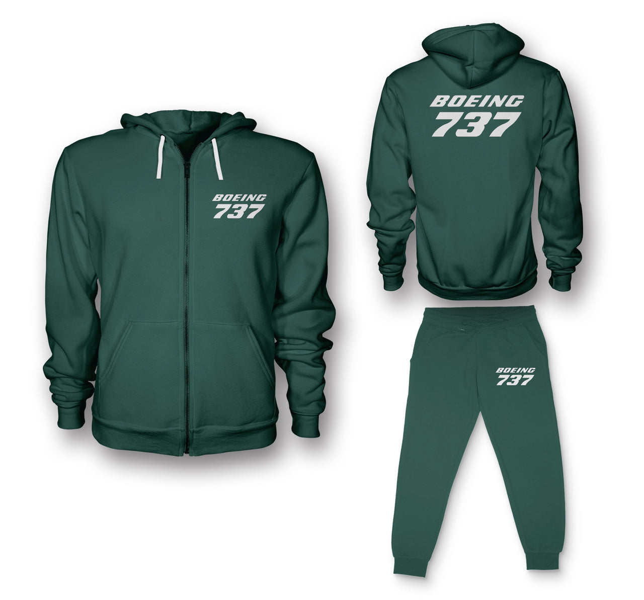 Boeing 737 & Text Designed Zipped Hoodies & Sweatpants Set