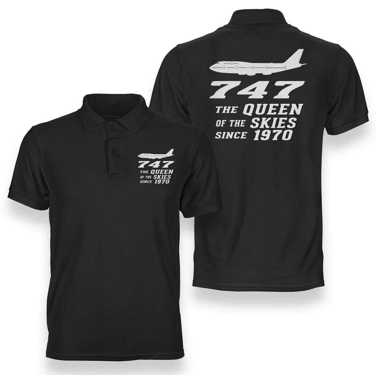 Boeing 747 - Queen of the Skies (2) Designed Double Side Polo T-Shirts