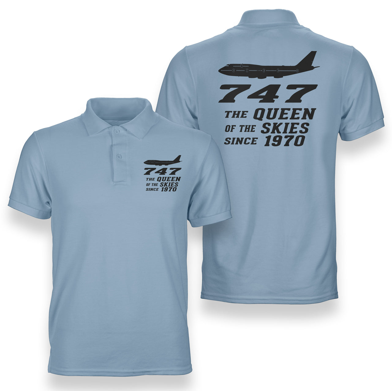 Boeing 747 - Queen of the Skies (2) Designed Double Side Polo T-Shirts